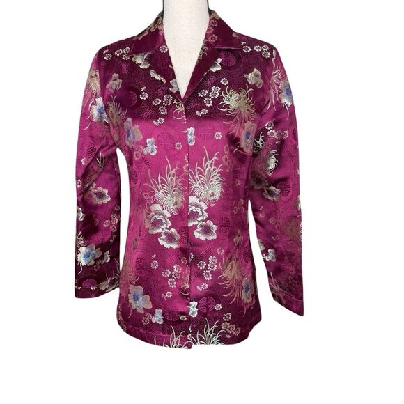 Chico's Jackets & Blazers - Chico's Magenta Floral Satin Blazer